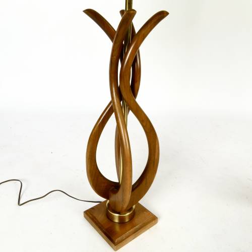 Pair of Sculptural Walnut Lamps With Linen Shades 20 at City Issue Atlanta